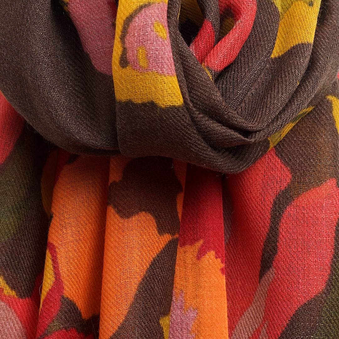 Secret Garden Mocha Wool Scarf - Image 3