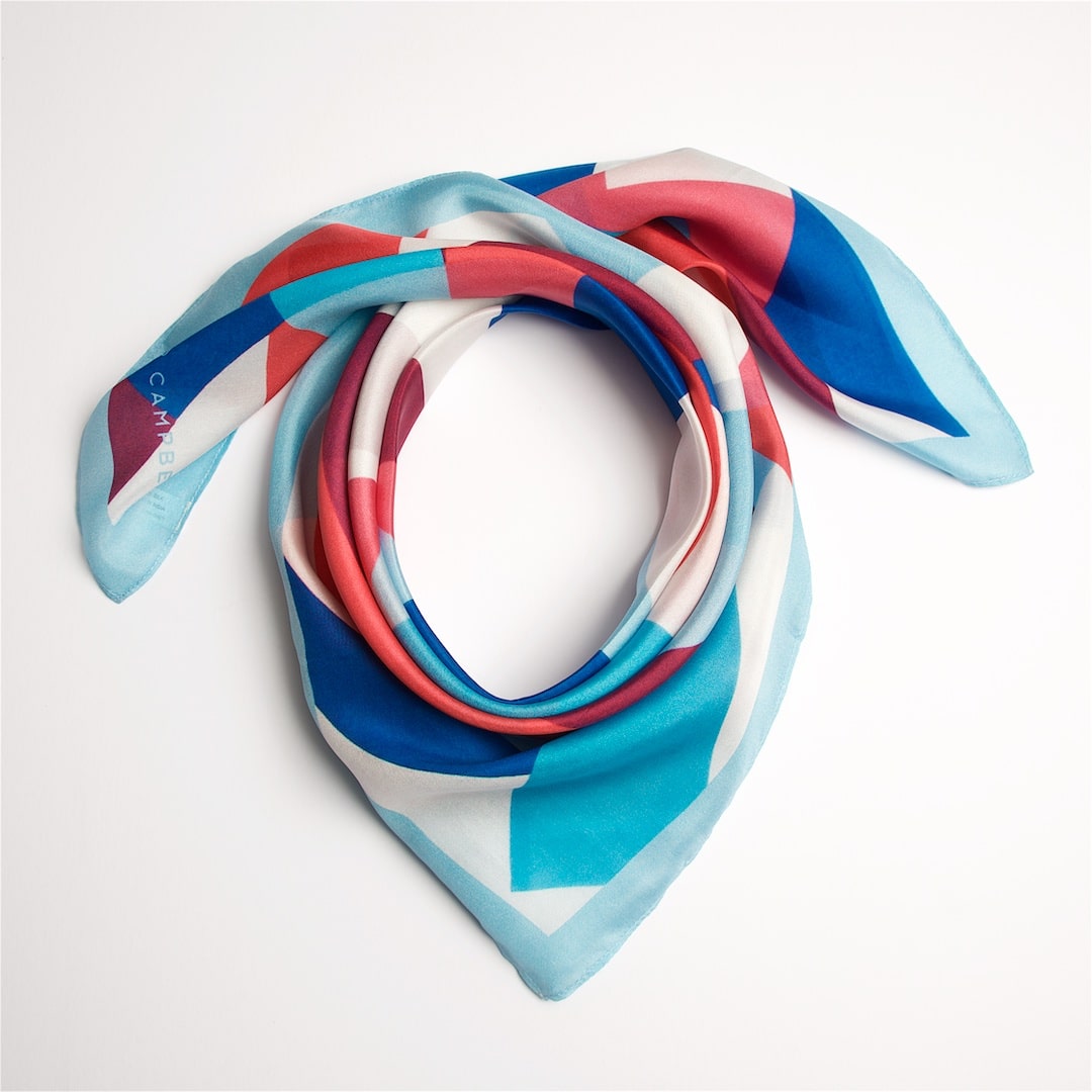 Savoy Pop Blues Square Silk Scarf