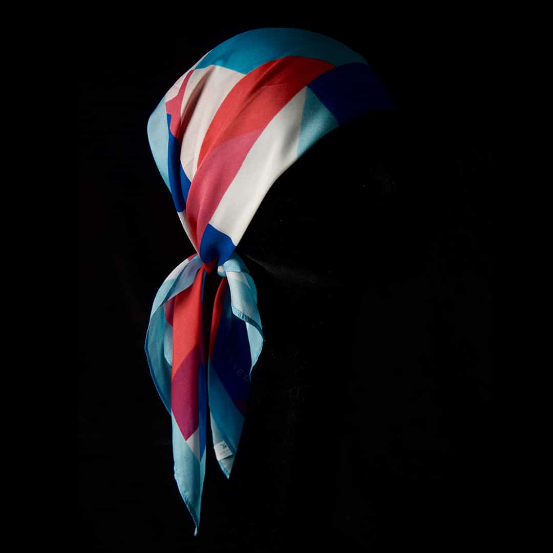 Savoy Pop Blues Square Silk Scarf - Image 5