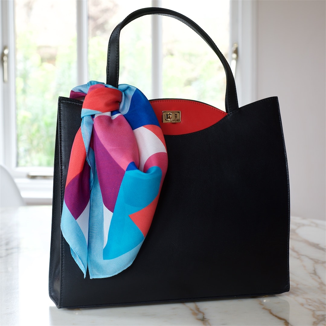 Savoy Pop Blues Square Silk Scarf - Image 4