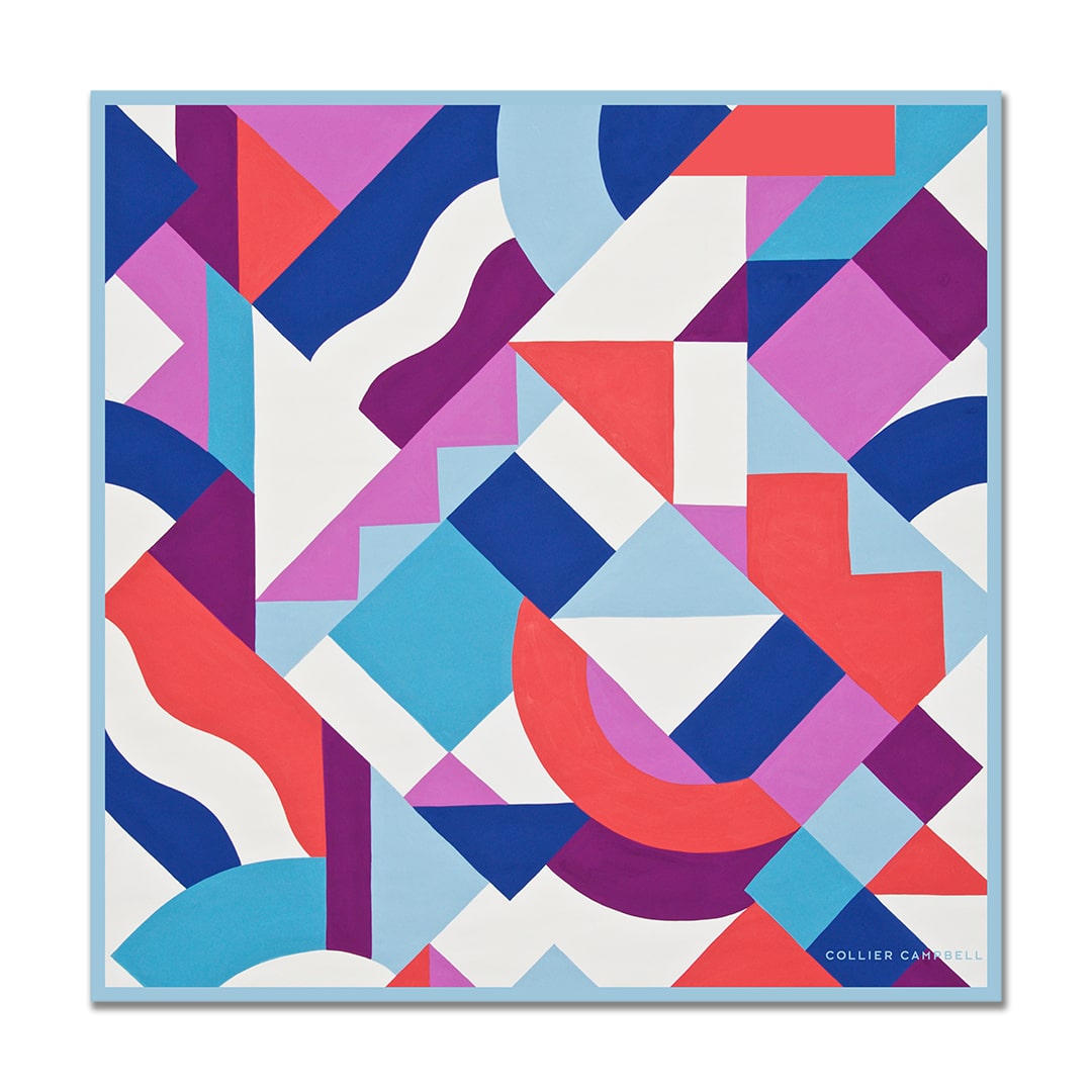 Savoy Pop Blues Square Silk Scarf - Image 6